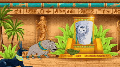 Cartoon Dog Standing Next To Throne With Cat GIF