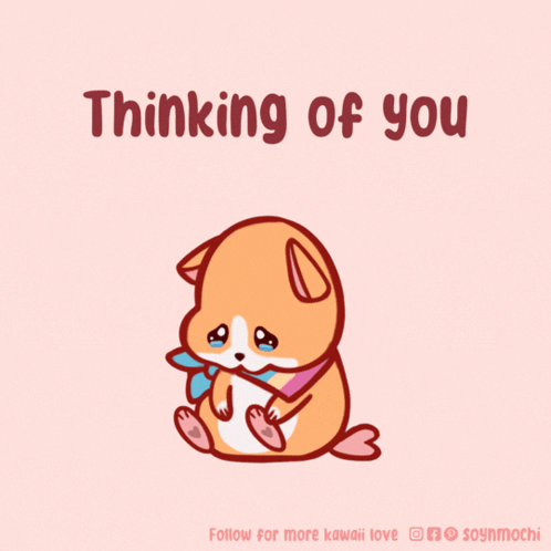 Cartoon Dog Thinking Of You GIF