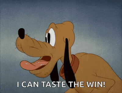 Cartoon Dog Tongue Hanging Out Saying I Can Taste The Win GIF