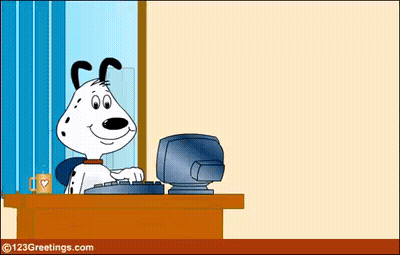Cartoon Dog Typing On Computer GIF
