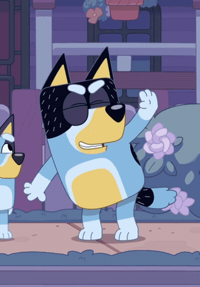 Cartoon Dog Waving Paw In Sunglasses GIF