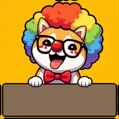 Cartoon Dog Wearing Glasses And Clown Nose Holds Sign GIF