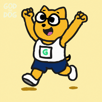 Cartoon Dog Wearing Glasses And G Shirt GIF