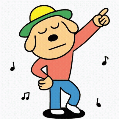 Cartoon Dog Wearing Hat Pointing Up GIF