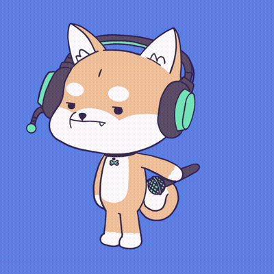 Cartoon Dog Wearing Headphones And Bow Tie GIF