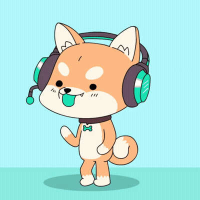 Cartoon Dog Wearing Headphones And Bow Tie GIF