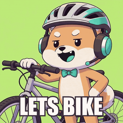 Cartoon Dog Wearing Headphones And Helmet Holding Bike Saying Lets Bike GIF
