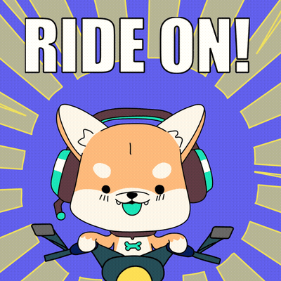 Cartoon Dog Wearing Headphones Riding Motorcycle GIF
