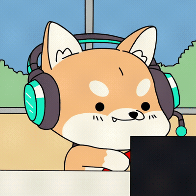 Cartoon Dog Wearing Headphones With Letter M GIF