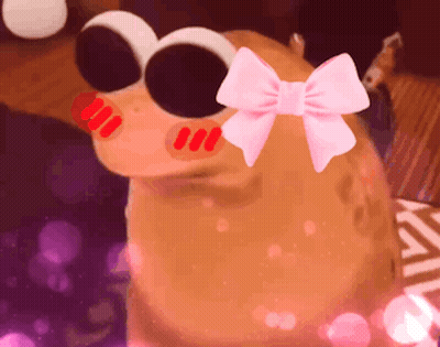 Cartoon Dog Wearing Sunglasses And Pink Bow GIF