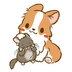 Cartoon Dog Welsh Corgi Petting Mouse GIF