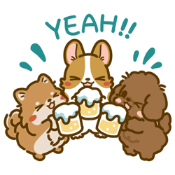Cartoon Dog Welsh Corgi Puppies Celebrating GIF