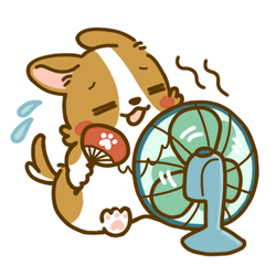 Cartoon Dog Welsh Corgi Puppy Feeling Hot GIF