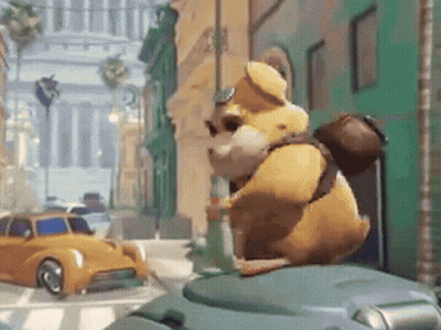 Cartoon Dog With Backpack Sitting On Trash Can GIF