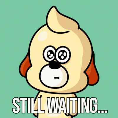 Cartoon Dog With Big Eyes Still Waiting GIF