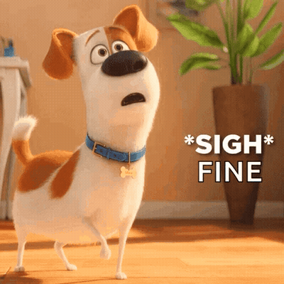 Cartoon Dog With Blue Collar Sighs Fine GIF