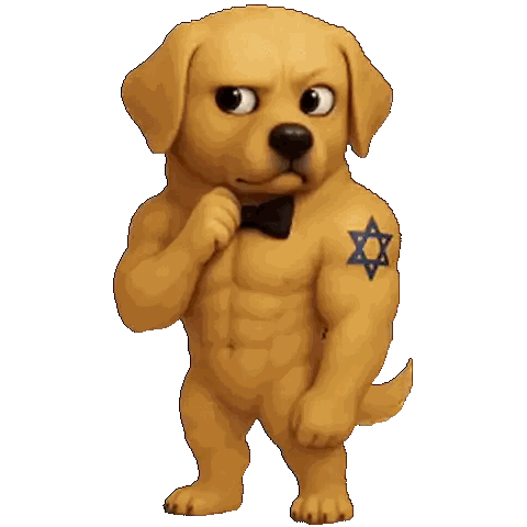 Cartoon Dog With Bow Tie And Star Of David Tattoo Sticker