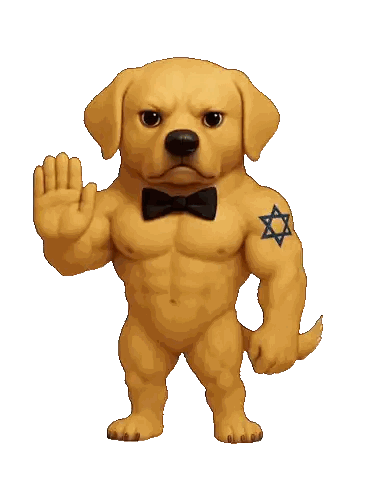 Cartoon Dog With Bow Tie And Star Of David Tattoo Sticker