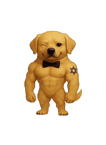 Cartoon Dog With Bow Tie And Star Tattoo Sticker