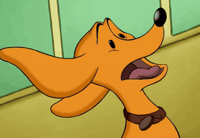 Cartoon Dog With Brown Collar Looking Up GIF