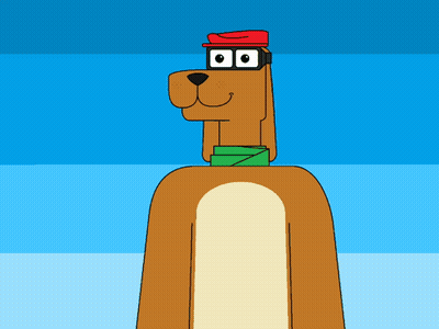 Cartoon Dog With Glasses And Red Hat And Scarf GIF