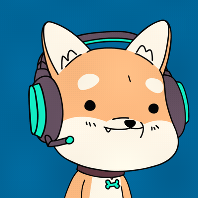 Cartoon Dog With Headphones And Bone Collar GIF