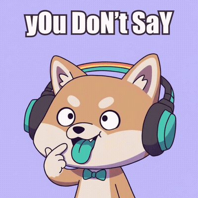 Cartoon Dog With Headphones And Bow Tie Says You Don't Say GIF