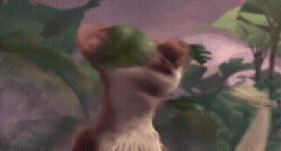Cartoon Dog With Leaf On Eye Holding Stick GIF