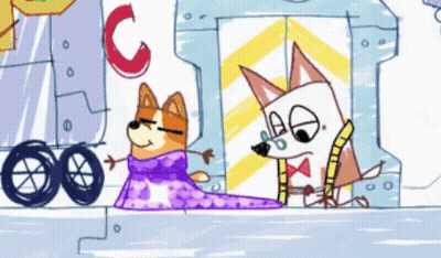 Cartoon Dog With Purple Scarf GIF