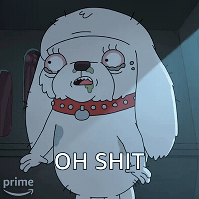 Cartoon Dog With Red Collar Saying Oh Shit GIF