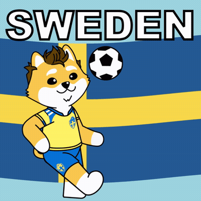 Cartoon Dog With Soccer Ball And Sweden Flag GIF