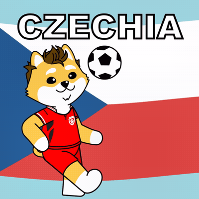 Cartoon Dog With Soccer Ball Czechia GIF