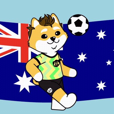 Cartoon Dog With Soccer Ball In Front Of British Flag GIF