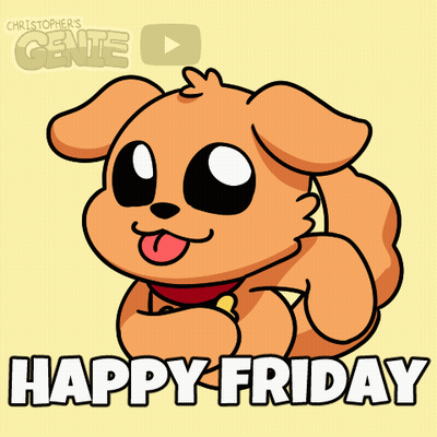 Cartoon Dog With Tongue Out Happy Friday GIF
