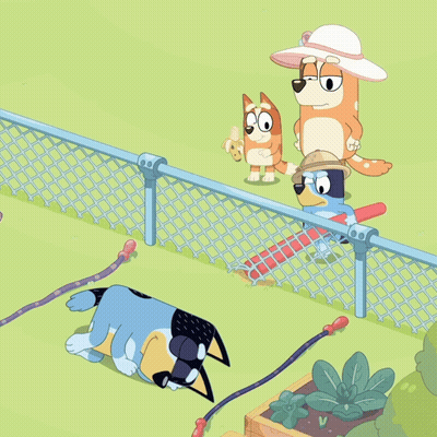 Cartoon Dogs Playing In Yard GIF