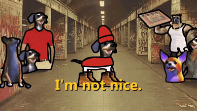 Cartoon Dogs Saying I'm Not Nice