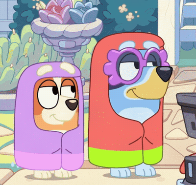 Cartoon Dogs Standing Together In Blankets GIF
