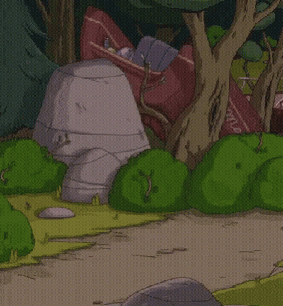 Cartoon Doing Handstand In Front Of Tree Saying Me GIF