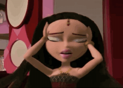 Cartoon Doll Holding Head With Both Hands GIF