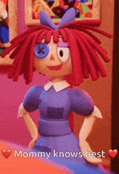 Cartoon Doll With Red Hair And Blue Bow Mommy Knows Best GIF