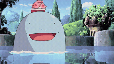 Cartoon Dolphin With Red Hat In Water GIF