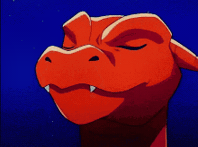 Cartoon Dragon Eyes Closed Sharp Teeth GIF