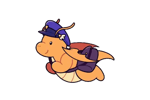 Cartoon Dragon In Police Hat Carrying Bag Sticker