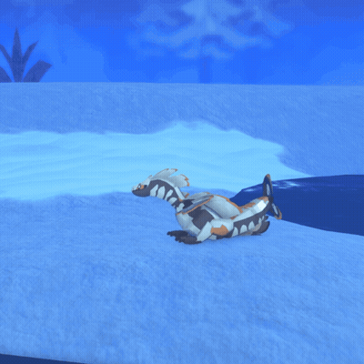 Cartoon Dragon Laying On Snow GIF