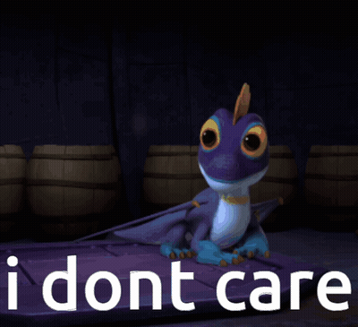 Cartoon Dragon Says I Dont Care GIF