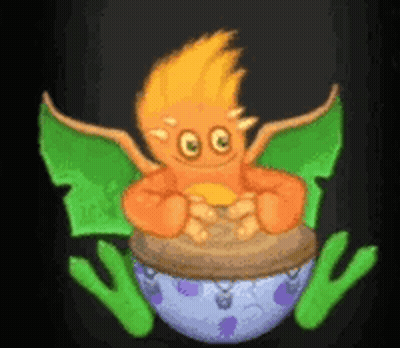 Cartoon Dragon Sitting On Blue Egg GIF