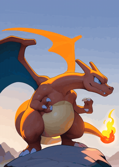 Cartoon Dragon Standing On Rock With Fireball GIF