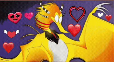 Cartoon Dragon Surrounded By Red Hearts GIF