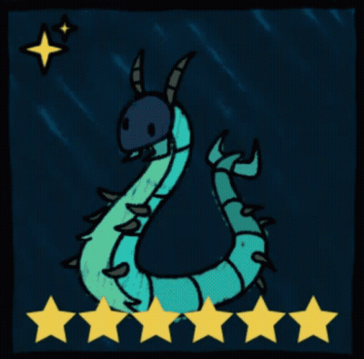 Cartoon Dragon With Horns And Five Stars GIF