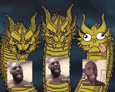 Cartoon Dragon With Man And Text @Dakit GIF